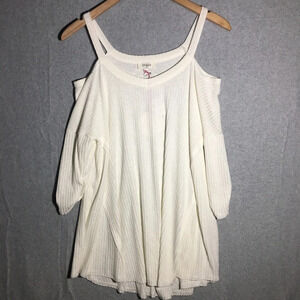 Womens NWT Umgee Blouse Tunic Casual Cold Shoulder White Boho Beachy Feminine
